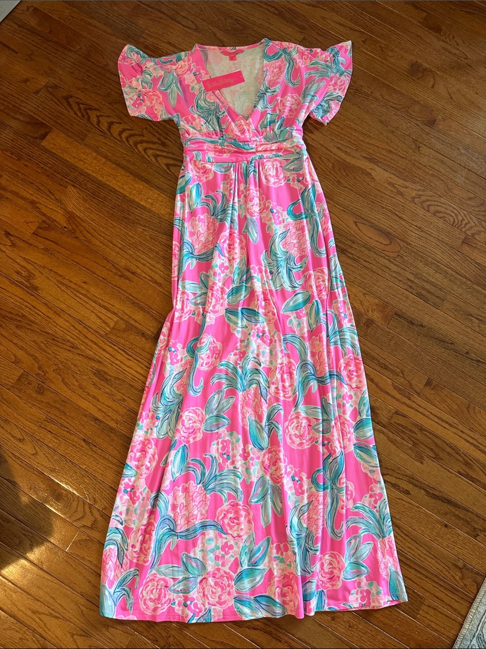 NWT Lilly Pulitzer Pink Floral Dress with Teal Accents